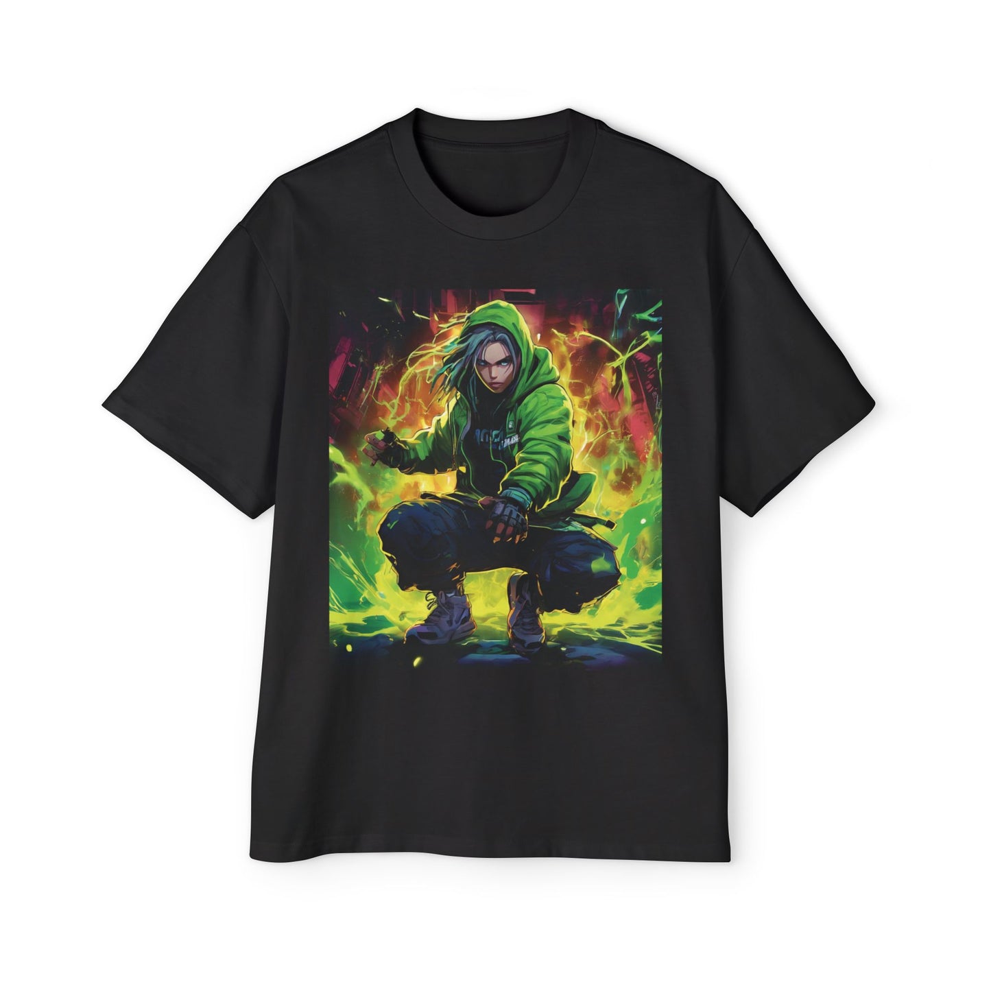 PXLGENG 'Bad Guy Beatdown' heavy oversized cyberpunk t-shirt for bold streetwear lovers