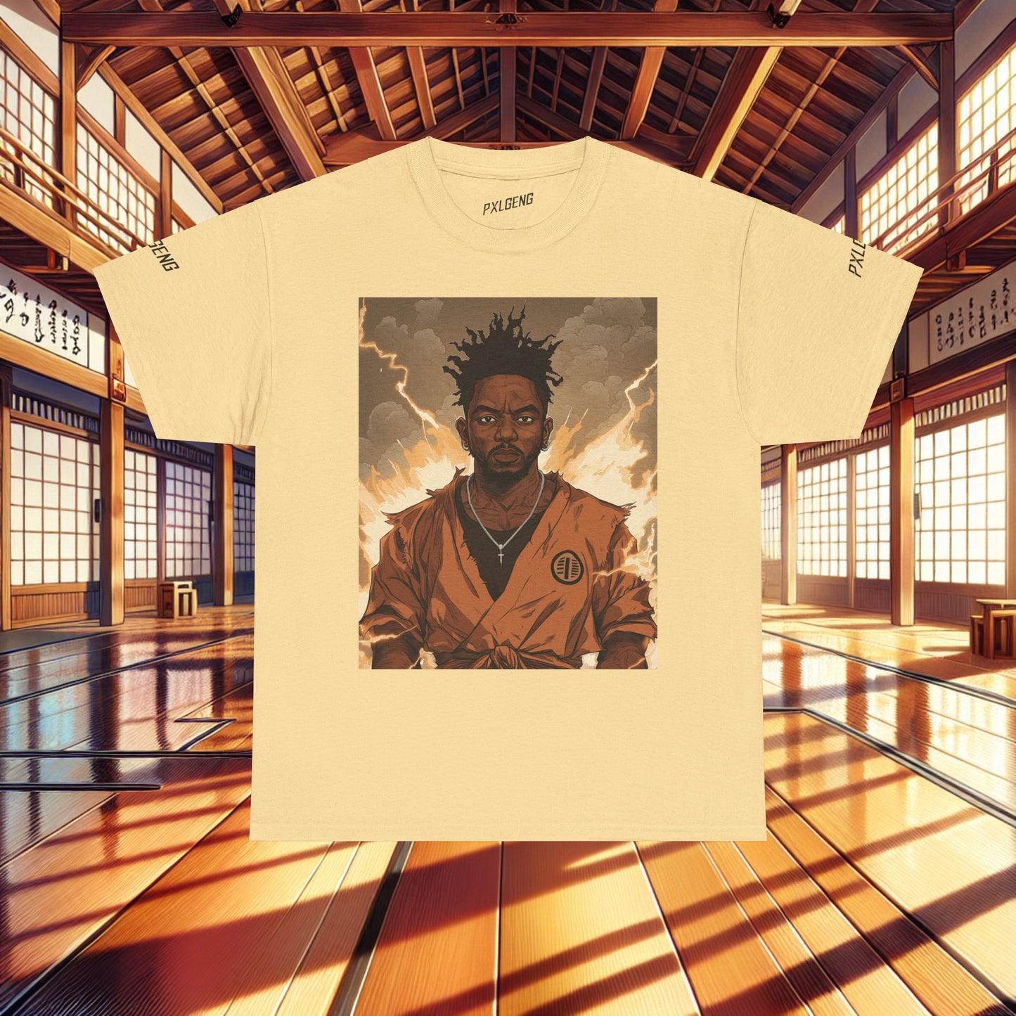 Super Saiyan Kendrick Tee featuring bold anime-inspired design by PXLGENG