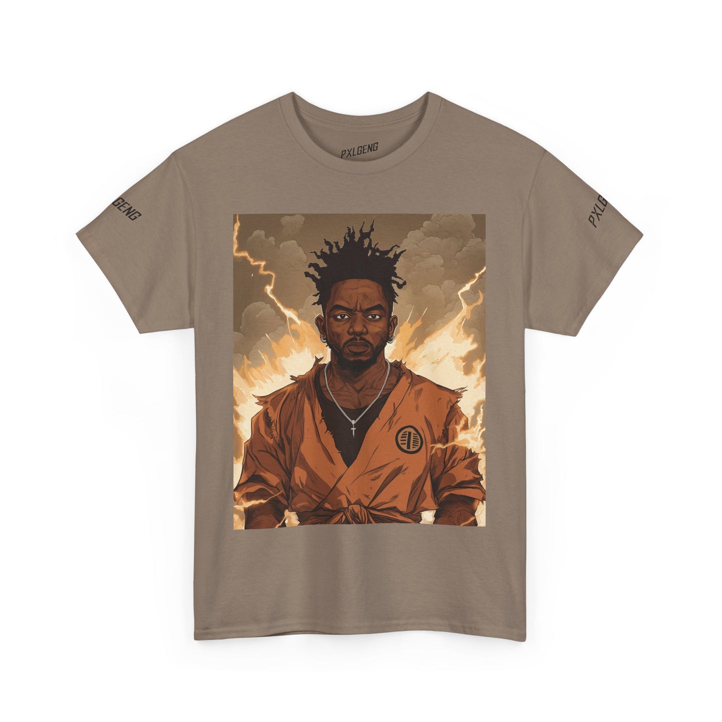 Super Saiyan Kendrick Tee featuring bold anime-inspired design by PXLGENG