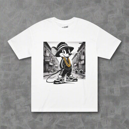 PXLGENG 'RUN M.I.C.' bold graphic t-shirt inspired by hip-hop and alternative streetwear