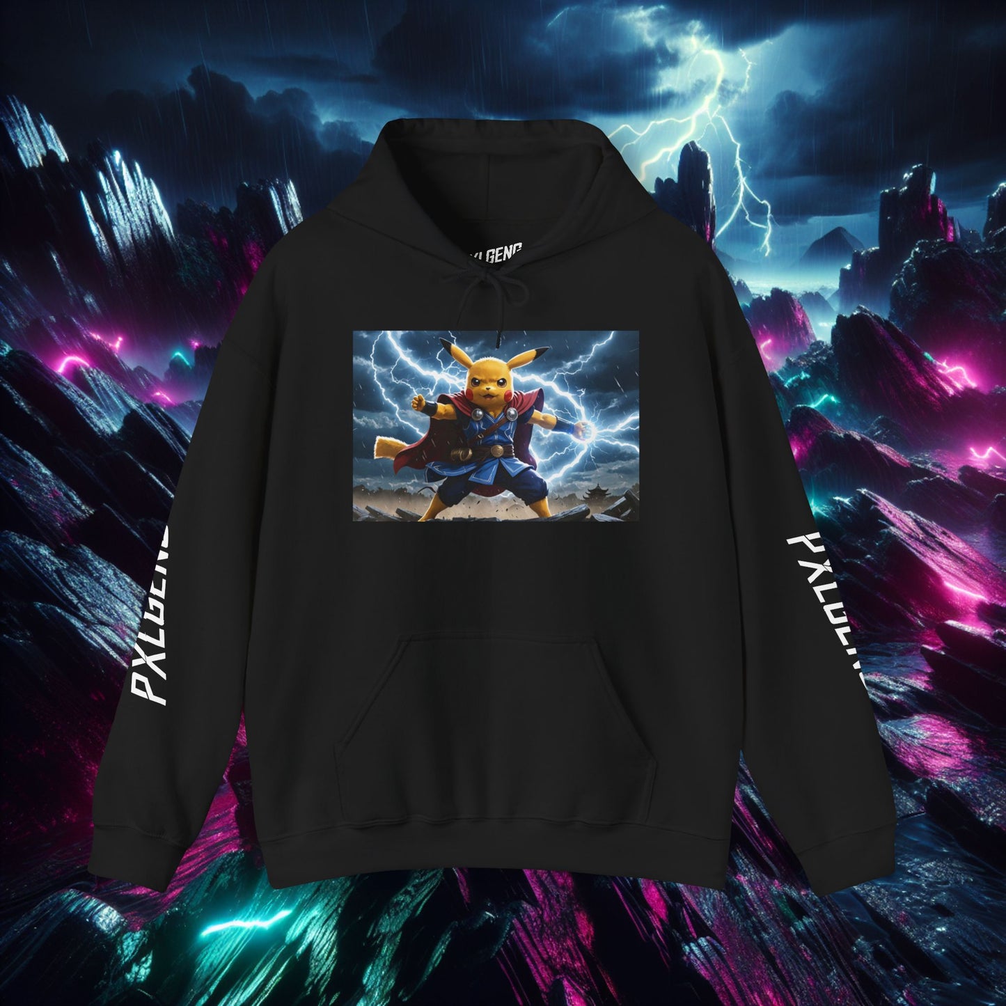 Pika God of Thunder Hoodie - Front View | Video Game-Inspired Streetwear for Gamers and Anime Fans