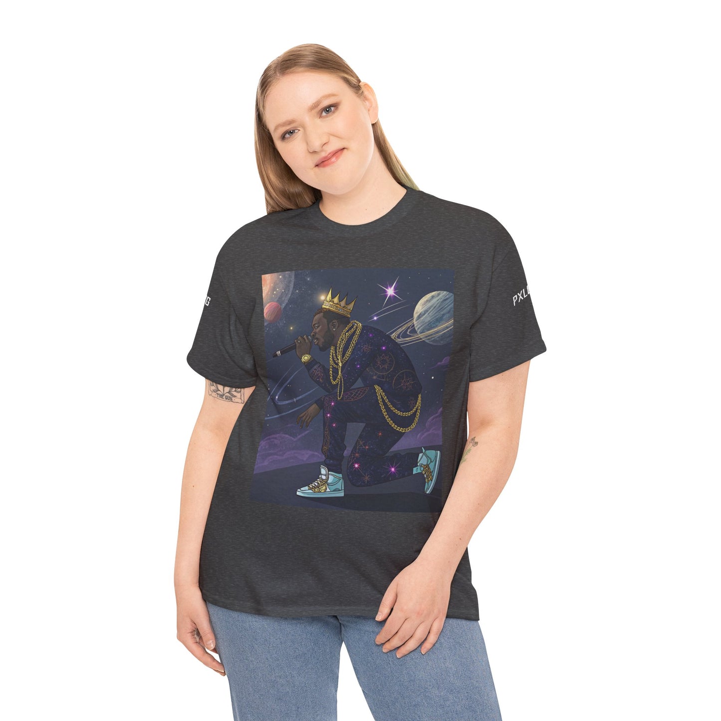 PXLGENG 'Destroyer of Worlds' cosmic graphic tee in black for edgy alternative wear