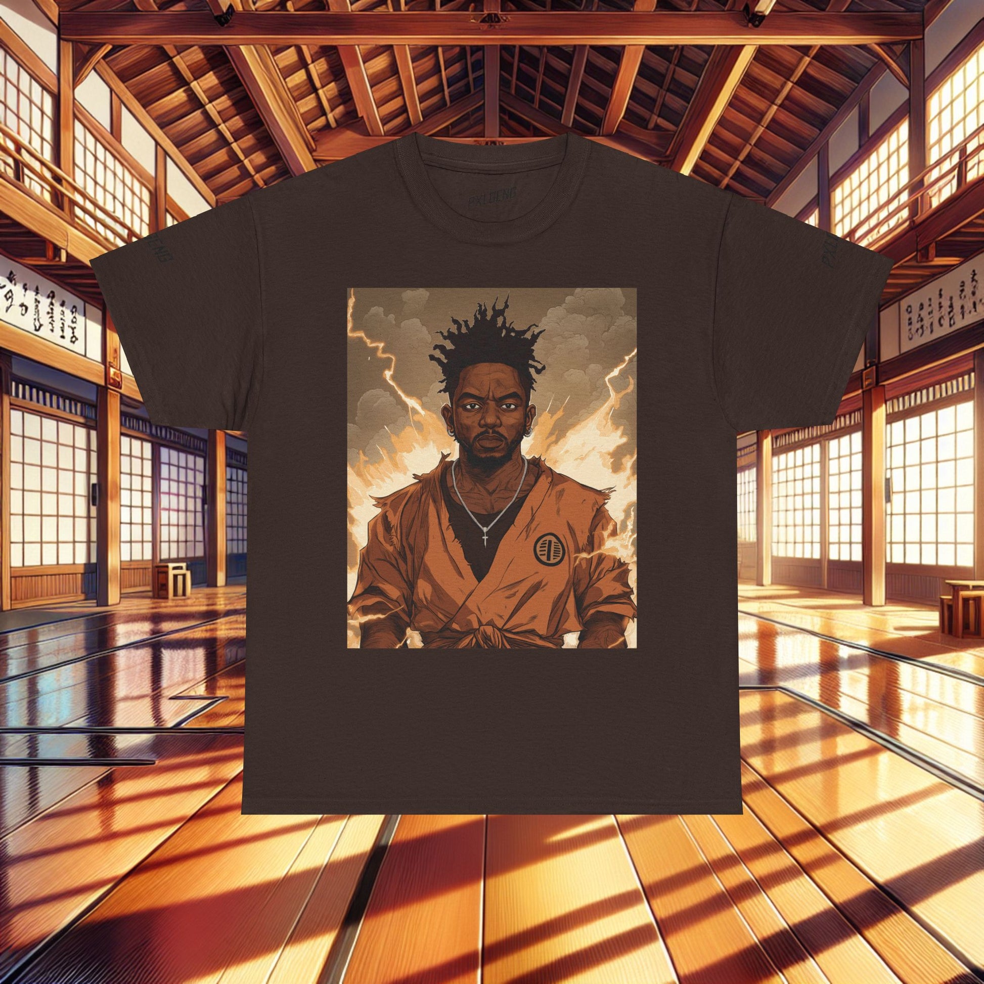 Super Saiyan Kendrick Tee featuring bold anime-inspired design by PXLGENG