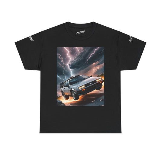 PXLGENG 'Outta Time' retro wave graphic tee in black for alternative streetwear fans