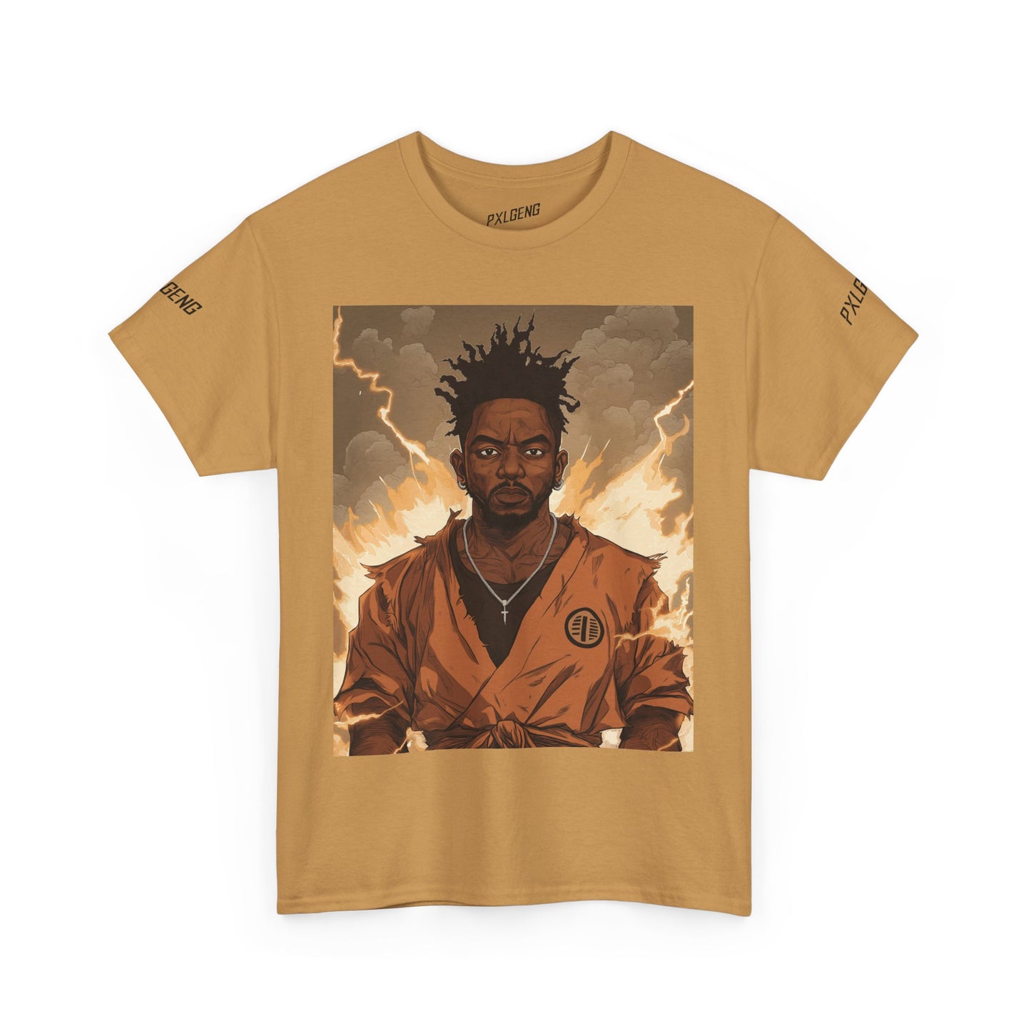 Super Saiyan Kendrick Tee featuring bold anime-inspired design by PXLGENG