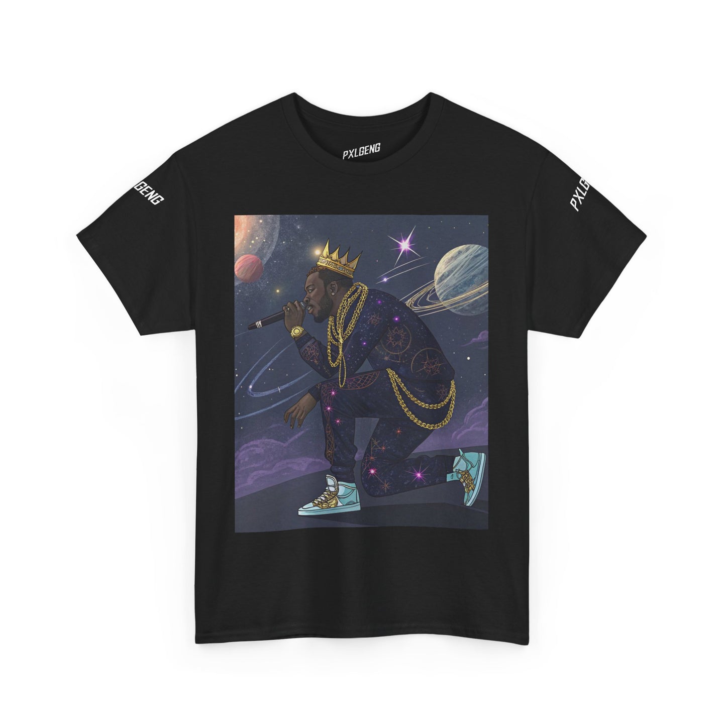 PXLGENG 'Destroyer of Worlds' cosmic graphic tee in black for edgy alternative wear