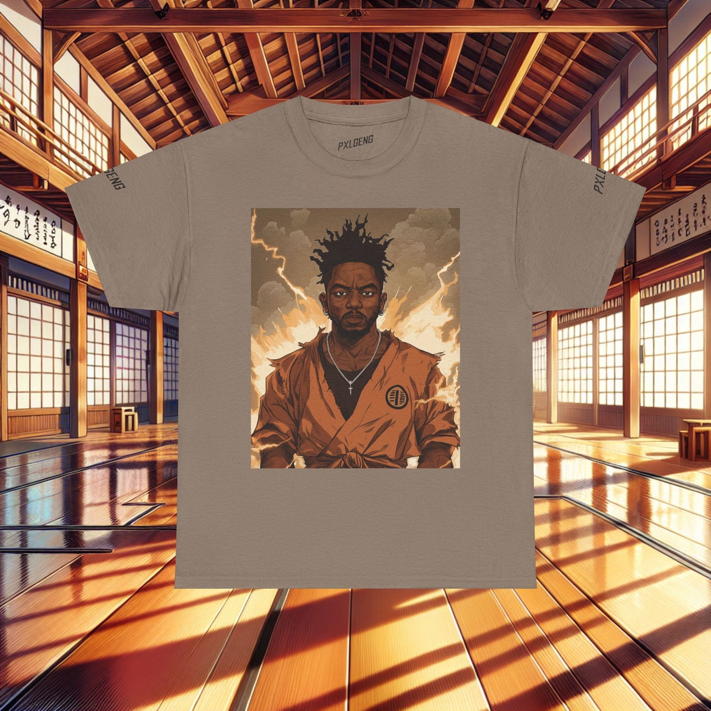 Super Saiyan Kendrick Tee featuring bold anime-inspired design by PXLGENG