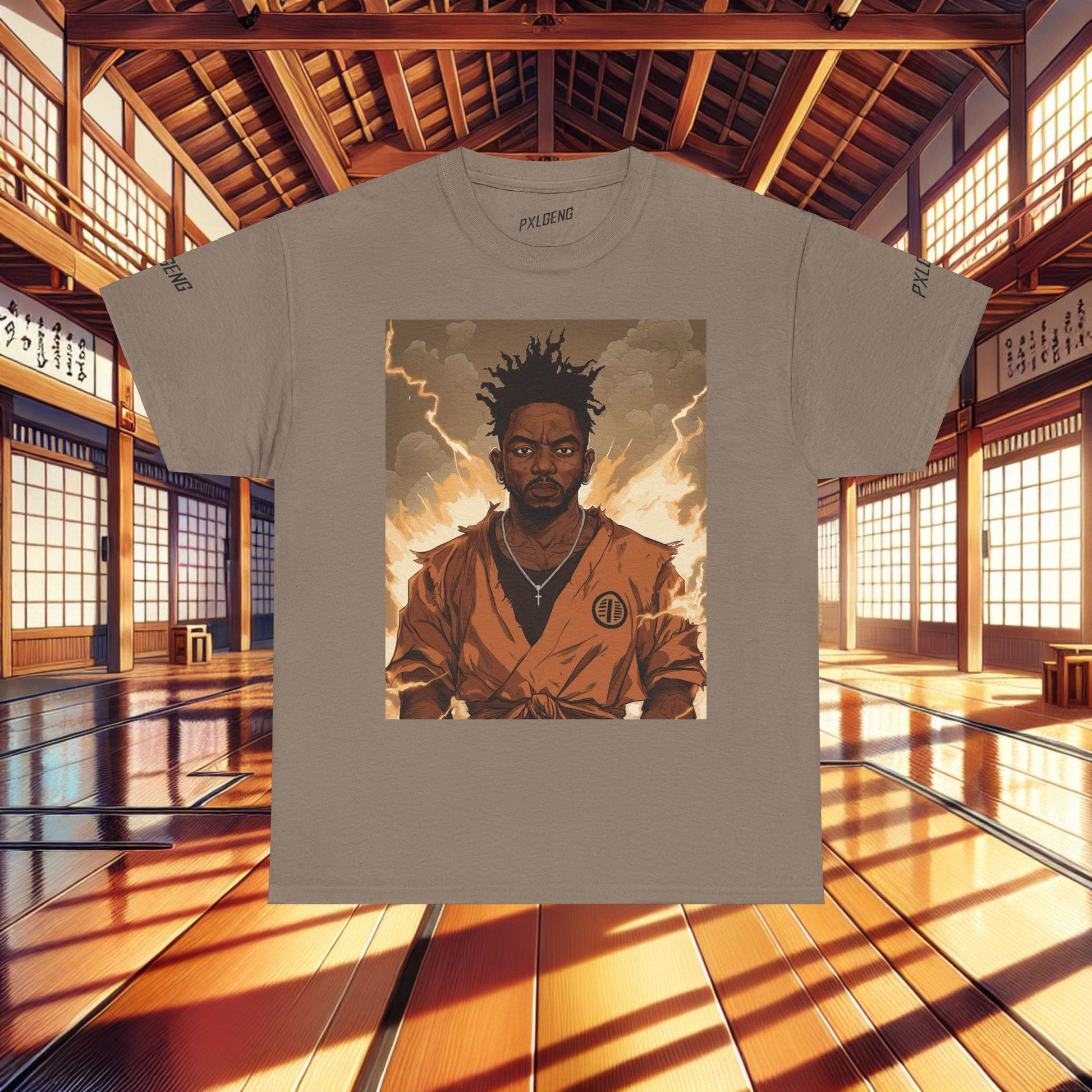 Super Saiyan Kendrick Tee featuring bold anime-inspired design by PXLGENG