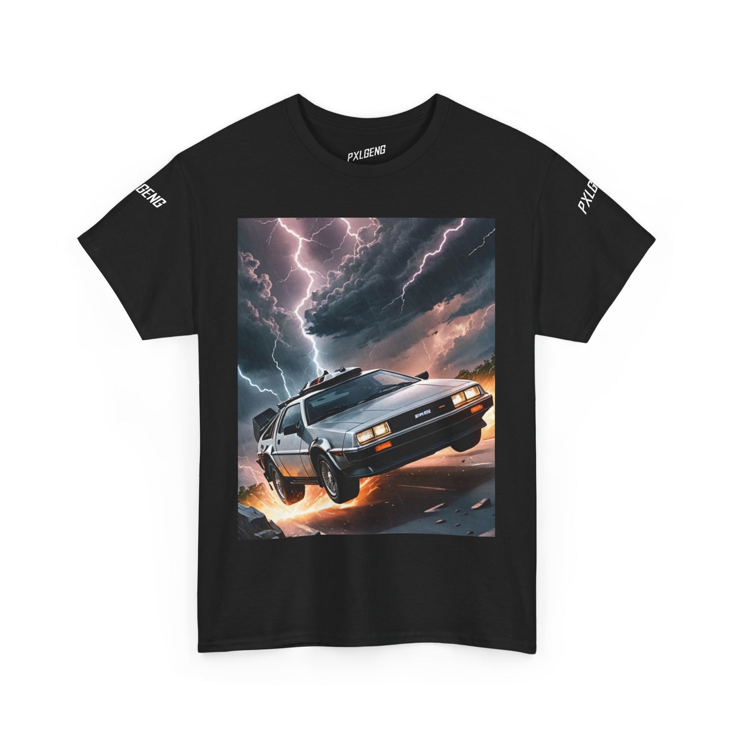 PXLGENG 'Outta Time' retro wave graphic tee in black for alternative streetwear fans