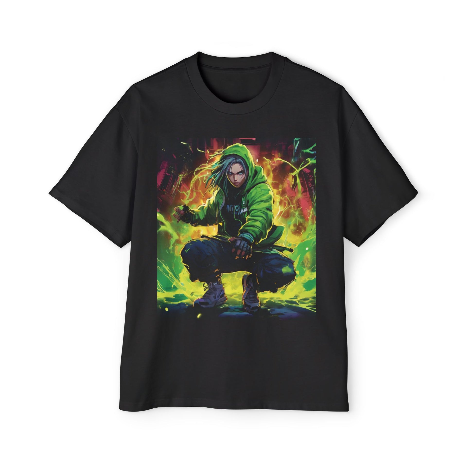 PXLGENG 'Bad Guy Beatdown' heavy oversized cyberpunk t-shirt for bold streetwear lovers