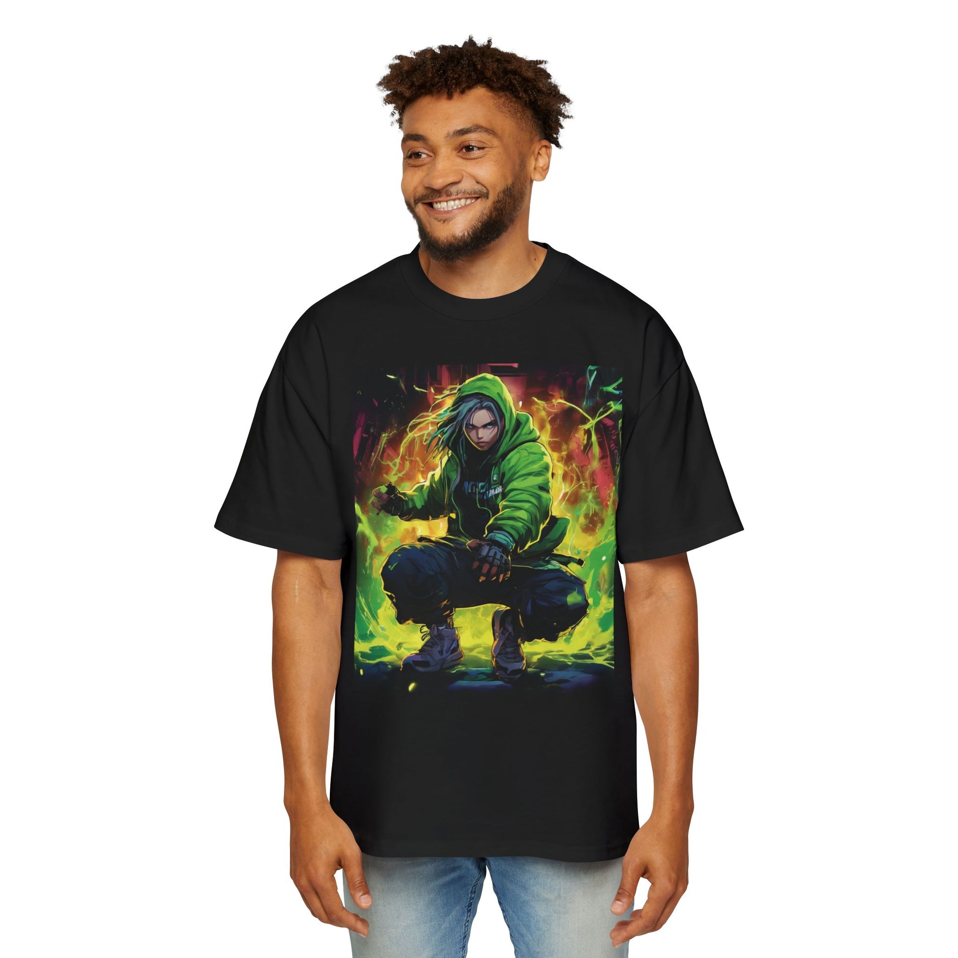 PXLGENG 'Bad Guy Beatdown' heavy oversized cyberpunk t-shirt for bold streetwear lovers